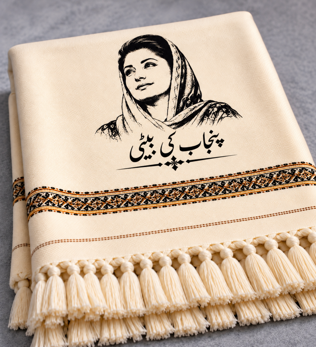 Maryam Nawaz – Punjab Ki Beti Signature Shawl 🤍