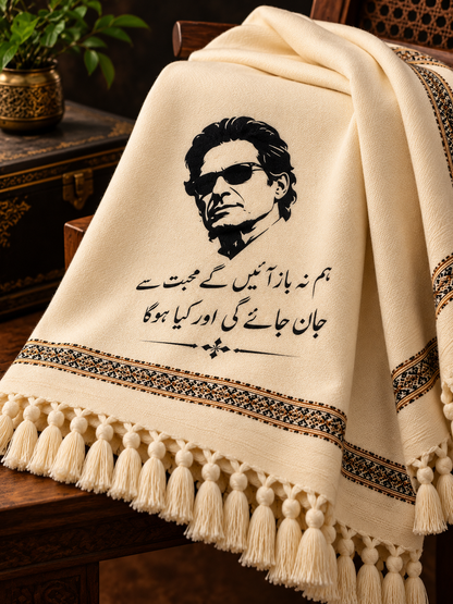 Imran Khan Signature Ladies Shawl – Off White